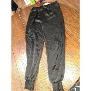 New Medium lalavon Riffraff Time to Shine Satin Joggers Elastic Waist Pants NWT